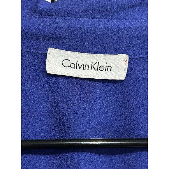 Calvin Klein Button-Up Royal Blue Shirt Rolled Sleeves Chest Pockets Sz Medium - Picture 5 of 8